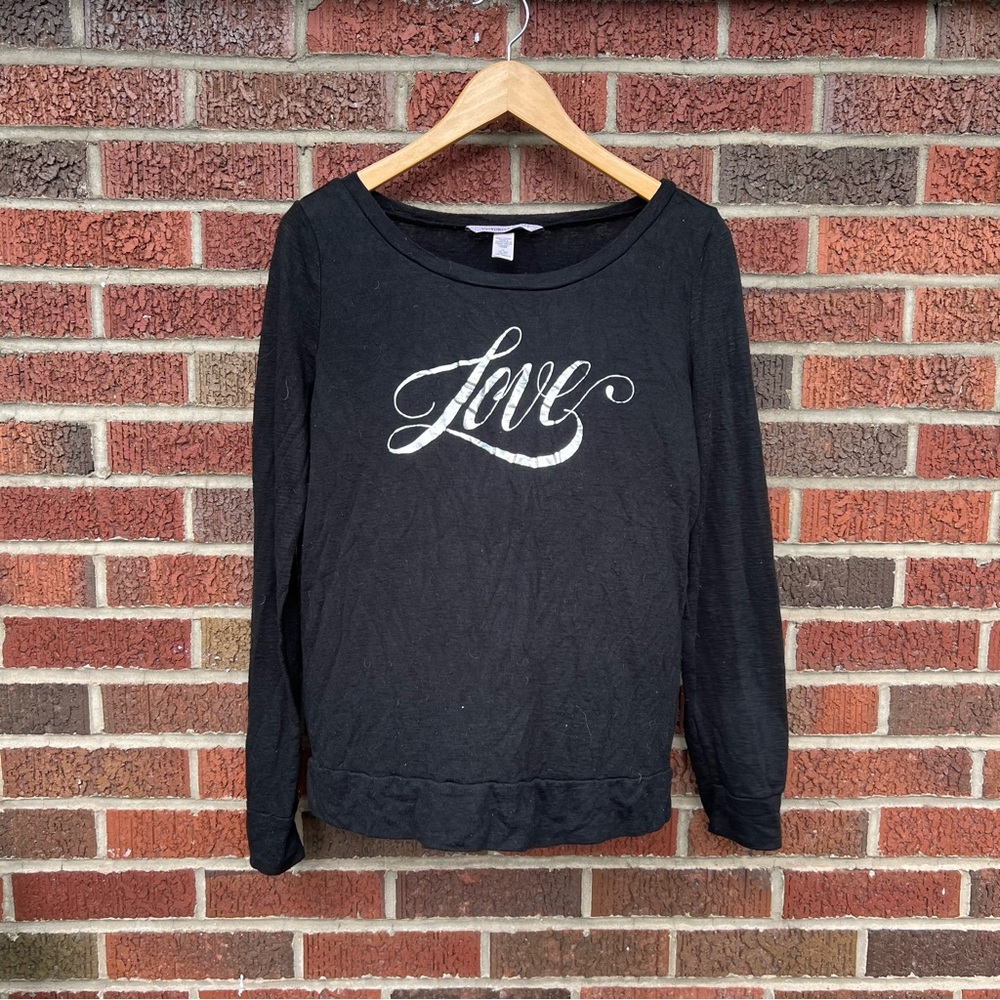 Victoria’s Secret Black and Silver LOVE Graphic Long Sleeve Tee Shirt